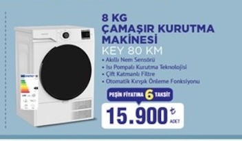 8 Kg Çamaşir Kurutma Makinesi Key 80 Km