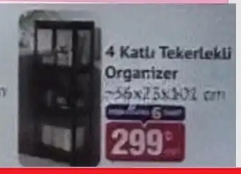 4 Katlı Tekerlekli Organizer - 56X75X101 Cm