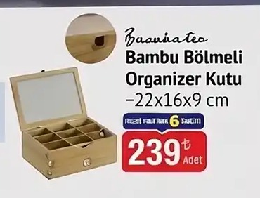 Baausmates Bambu Bölmeli Organizer Kutu 22X16X9 Cm