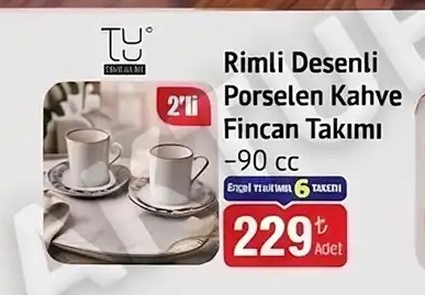Tu Rimli Desenli Porselen Kahve Fincan Takımı 90 Cc