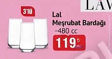 3'Lü Lal Meşrubat Bardağı - 480Cc