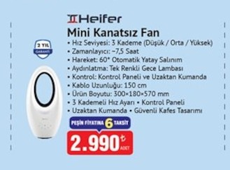 Heifer Mini Kanatsız Fan