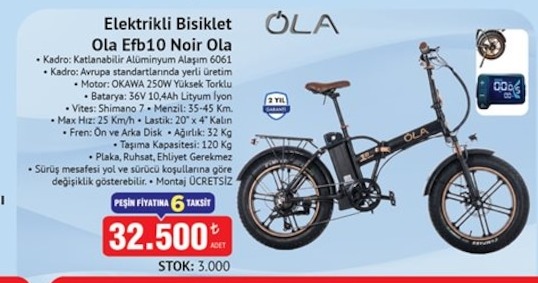 Ola Elektrikli Bisiklet Ola Efb10 Noir Ola