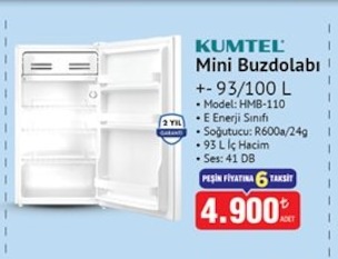 Kumtel Mini Buzdolabı 93/100 L
