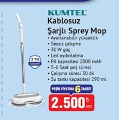 Kumtel Şarjlı Sprey Mop