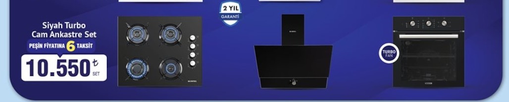 Siyah Turbo Cam Ankastre Set