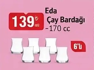 Eda Çay Bardağı 6'Lı - 170 Cc