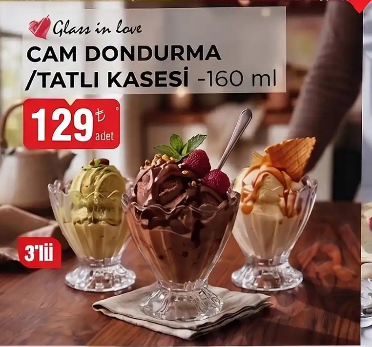 Glass In Love Cam Dondurma / Tatlı Kasesi 3'Lü - 160 Ml
