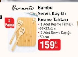 Bambu Servis Kaşıklı Kesme Tahtası Seti