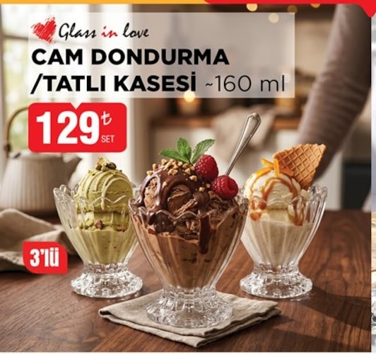 Cam Dondurma/Tatli Kasesi 3'Lü 160 Ml