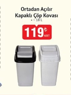 Ortadan Açılır Kapaklı Çöp Kovası 18 L