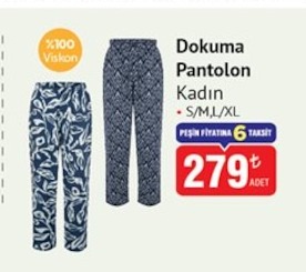 %100 Viskon Dokuma Pantolon Kadın