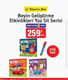 Yükselen Zeka Beyin Geliştirme Etkinlikleri Yaz Sil Serisi 3 Lü Set