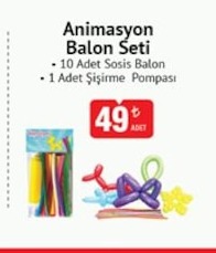 Animasyon Balon Seti - 10 Adet Sosis Balon + 1 Adet Şişirme Pompası