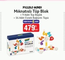 Piccolo Mondi Mıknatıslı Tüp Blok 9 Adet Top Başlık Ve 16 Adet Esnek Bağlantı Tüpü