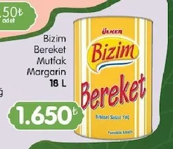 Bizim Bereket Mutfak Margarin 18 L