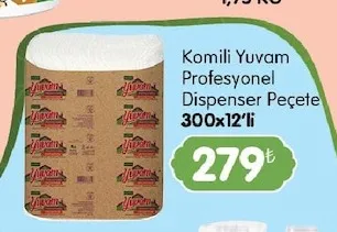 Komili Yuvam Profesyonel Dispenser Peçete 300X12'Li