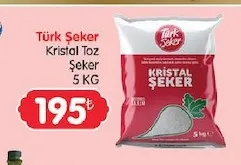 Türk Şeker Kristal Toz Şeker 5 Kg