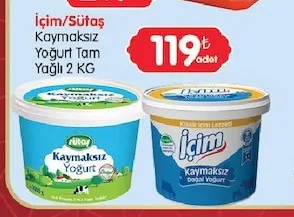 İçim/Sütaş Kaymaksız Yoğurt Tam Yağlı 2 Kg