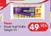 Parex Klasik Yeşil Oluklu Sünger 5'Li