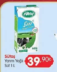 Sütaş Yarım Yağlı Süt 1 L