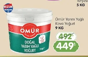 Ömür Yarım Yağlı Kova Yoğurt 9 Kg