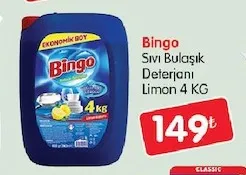 Bingo Sıvı Bulaşık Deterjanı Limon 4 Kg