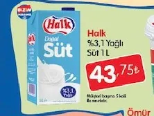 Halk %3,1 Yağlı Süt 1 L