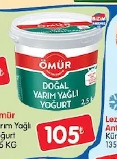 Ömür Doğal Yarım Yağlı Yoğurt 2,5 Kg