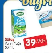 Sütaş Yarım Yağlı Süt 1 L