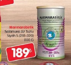 Marmarabirlik Salamura Az Tuzlu Siyah S (291-320) 800 G