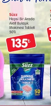 Süzz Hepsi Bir Arada Aktif Bulaşık Makinesi Tableti 50'Li