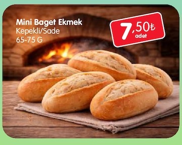 Mini Baget Ekmek Kepekli/Sade 65-75 G