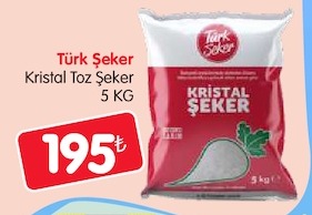Türk Şeker Kristal Toz Şeker 5 Kg