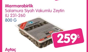 Marmarabirlik Salamura Siyah Vakumlu Zeytin 800 G