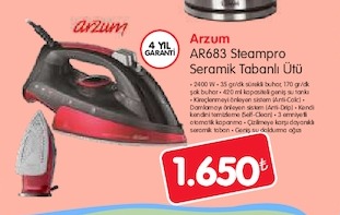 Arzum Ar683 Steampro Seramik Tabanlı Ütü