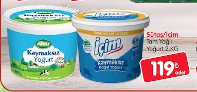 Sütaş/İçim Tam Yağlı Yoğurt 2Kg
