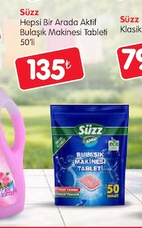 Süzz Hepsi Bir Arada Aktif Bulaşık Makinesi Tableti 50'Li