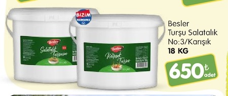 Besler Turşu Salatalık No:3/Karışık 18 Kg