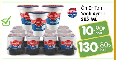 Ömür Tam Yağlı Ayran 285 Ml