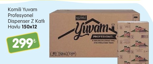 Komili Yuvam Profesyonel Dispenser Z Katlı Havlu 150X12