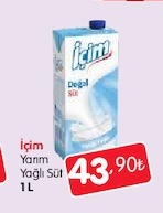 İçim Yarım Yağlı Süt 1 L