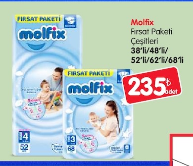 Molfix Fırsat Paketi Çeşitleri 38'Li/48'Li/ 52'Li/62'Li/68'Li
