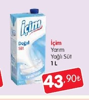 Içim Yarım Yağlı Süt 1 L