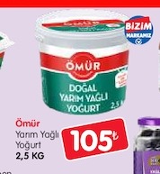 Ömür Yarım Yağlı Yoğurt 2,5 Kg