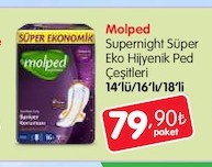 Molped Supernight Süper Eko Hijyenik Ped Çeşitleri 14'Lü/16'Lı/18'Li