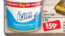 İçim Kaymaksız Yoğurt Yarım Yağlı 3 Kg