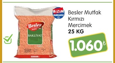 Besler Mutfak Kirmizi Mercimek 25 Kg