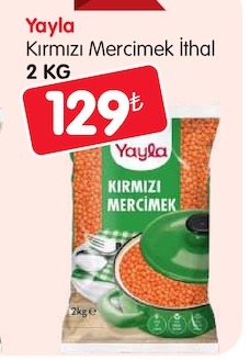 Yayl Kirmizi Mercimek İthal 2 Kg