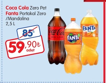 Coca Cola Zero Pet Fanta Portakal Zero / Mandarina 2.5 L